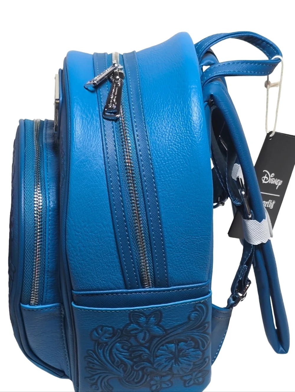 Disney Loungefly Stitch Hibiscus Blue Embossed Mini Backpack NWT